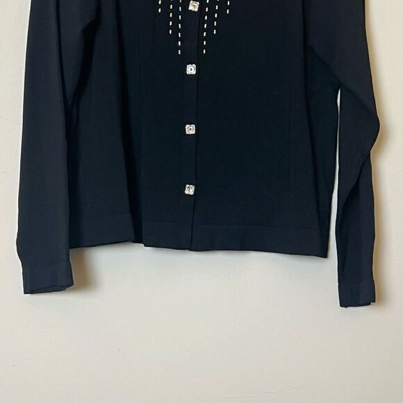 Vintage Italian D & D Collection Jeweled Cardigan Sweater, Black Size Large - Picture 5 of 8